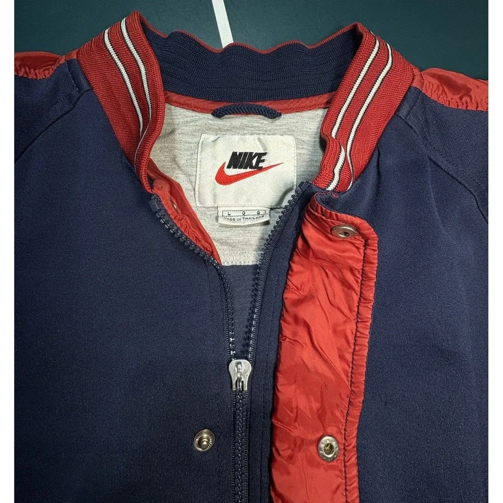 Vintage 90's Nike Bomber Jacket Track Jacket swoosh Red‎ Blue Color Block Size L